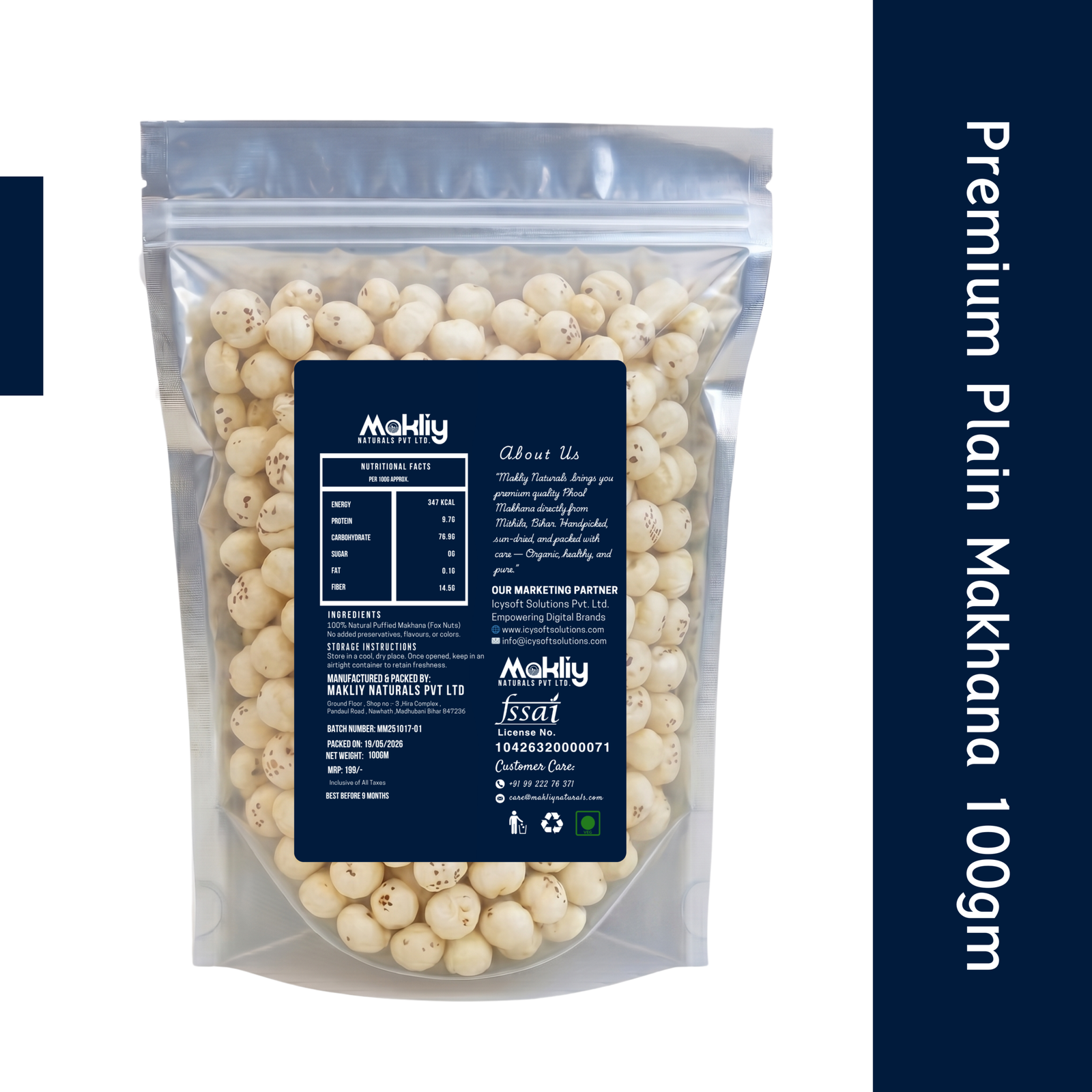 Makliy Premium Plain Makhana Combo (2 × 100g) | Protein-Rich | Gluten-Free | Natural Fox Nuts | Premium Quality - Image 2