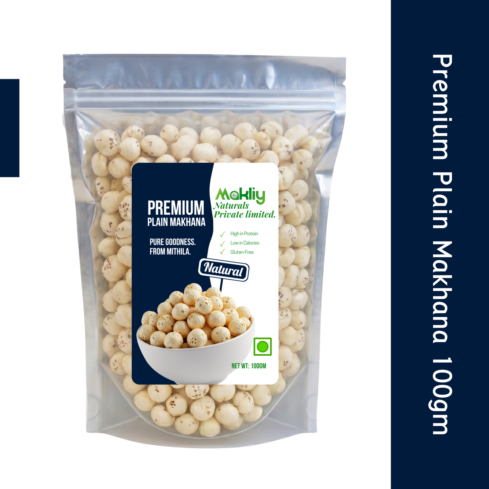 Makliy Premium Plain Makhana Combo (2 × 100g) | Protein-Rich | Gluten-Free | Natural Fox Nuts | Premium Quality