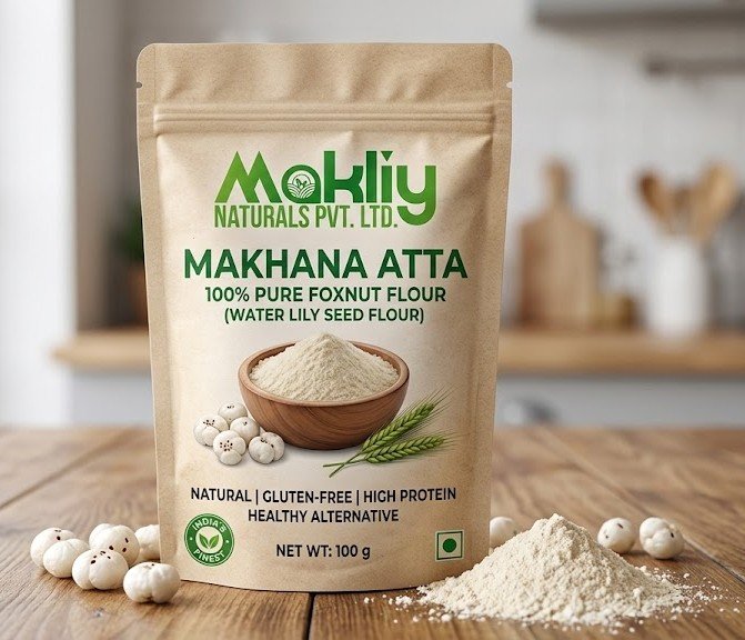 MAKLIY Makhana Atta 100g | Premium Fox Nut Flour | Gluten-Free | High Protein & Fiber | Healthy Flour